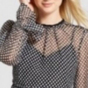 Who What Wear Black / White Dots Asymmetrical Dress with Black Slip Dress Size M